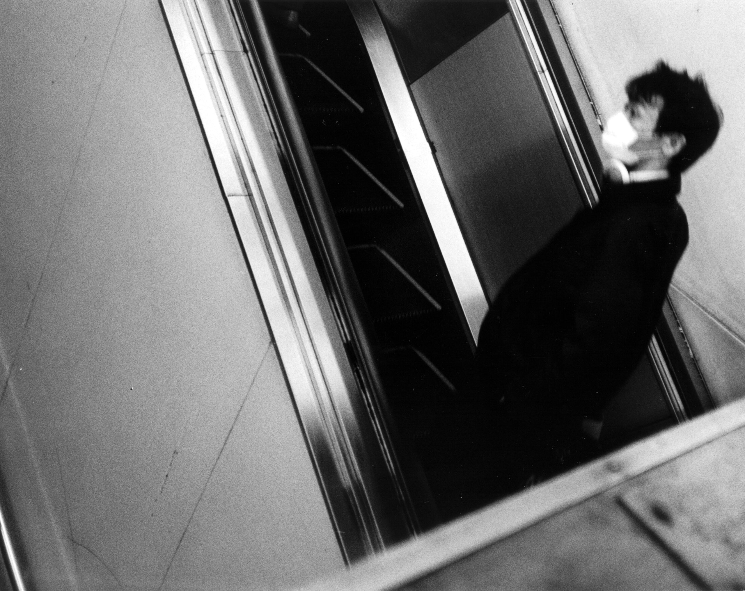 B&W photography by Thomas Beswick, Filmmaker based in Tokyo. Tokyo to Osaka Series 'escalator'