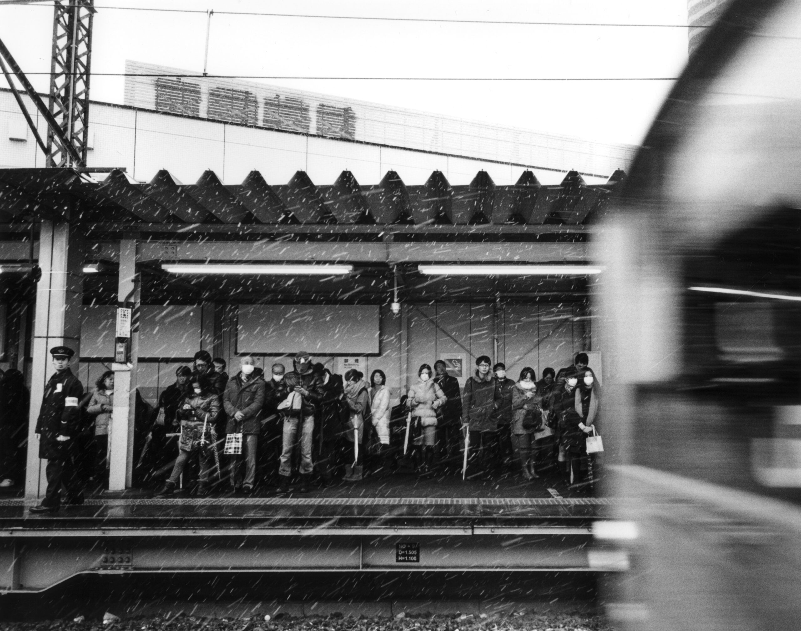 B&W photography by Thomas Beswick, Filmmaker based in Tokyo. Tokyo to Osaka Series 'snow train'